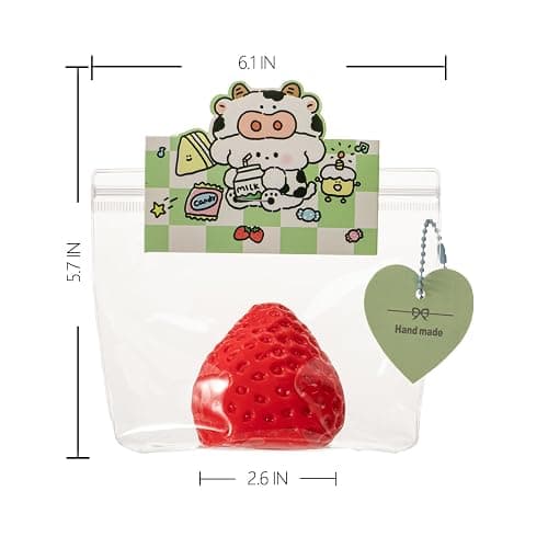 QCROAD SQUISHY Handmade Taba Strawberry Squishy Toys, Ultra Soft Silicone Stress Relief Toys for Kids ， Adults, Women,Men, Reusable Non-Toxic Squeeze Toys for Relaxation & Sensory Play(Big Strawberry) thumbnail 2