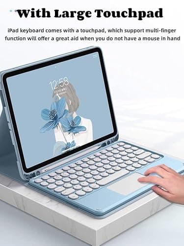 AnMengXinLing Keyboard Case for iPad Air 5 2022/Air 4 2020-Touchpad Detachable Keyboard with Pencil Holder -Slim Leather Folio Smart Cover for iPad Air 5th/4th 10.9 inch, Mint Green - iPad9/iPad8/iPad7 10.2inch New Pink thumbnail 2