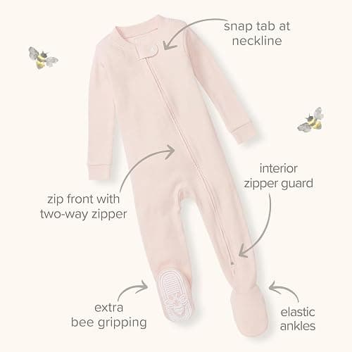 Burt's Bees Baby Girls Organic Cotton, Snug Fit Footed Sleeper Pajamas thumbnail 6