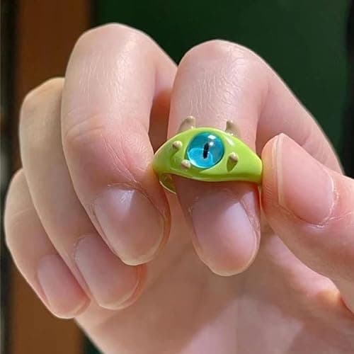 unahtinr 9pcs Y2K Cartoon Little Monsters Eyeball Ring Funny Resin Open Finger Ring Cute Couple Knuckle Ring Party Jewelry thumbnail 7