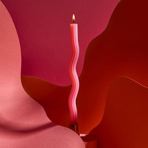 Wiggle Candles (2 Pack) - Joyful Dancing Design Taper Candlesticks | Bright Colors | 7/8” diam x 11” Length | Designed by Lex Pott | Made in USA (Orange) - Orange thumbnail 6