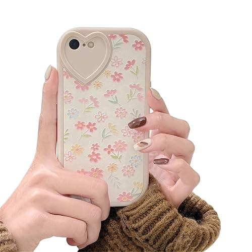 Ownest Compatible with iPhone 7/8/SE/SE 2Case with Cute Flowers Floral Pattern for Women Girls Soft Silicone Love Lens Protection Case for iPhone 7/8/SE/SE 2-White - White Flower - 7/8/SE - Image 1