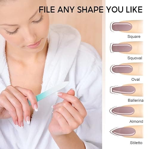 Diodiva Glass Nail File 3 Pack with Case for Natural Nails Fingernail Files | Etched Tempered Glass Double-Sided Crystal Nail Files, Fine Grit Gentle Nail Care Prevent Splitting Stocking Stuffers Gifts thumbnail 3