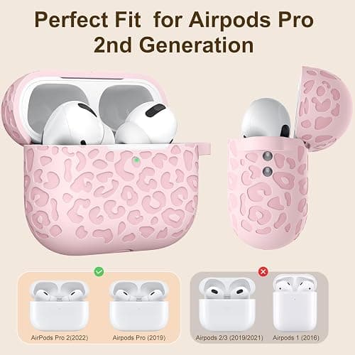 DGege Compatible for AirPods Pro 2nd Generation Case Cover,Protective Silicone Skin Accessories with Keychain for Women Men Compatible with Apple AirPods Pro Gen 2(2022), Front LED Visible,Light Pink thumbnail 5
