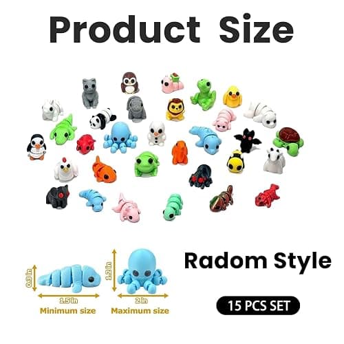 fKiZanthene 3D Printed Animals, Mini 3D Printed Toys, Play Figures for Home, Office, Party, and Photographic (Random Style and Color) thumbnail 4