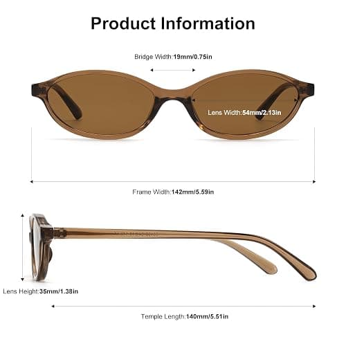ViewJoy Retro Oval Cat Eye Sunglasses for Women Small Y2K Thin Frame 100% UV Protection Lightweight Vintage 90s Sun Glasses thumbnail 3