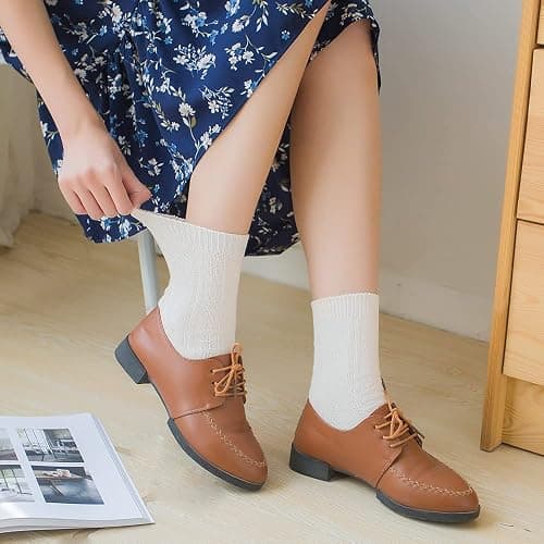 Mcool Mary Womens Crew Socks, Casual Knit Cotton Comfy Breathable Cool Dress Socks for Girls 6 Pack thumbnail 3