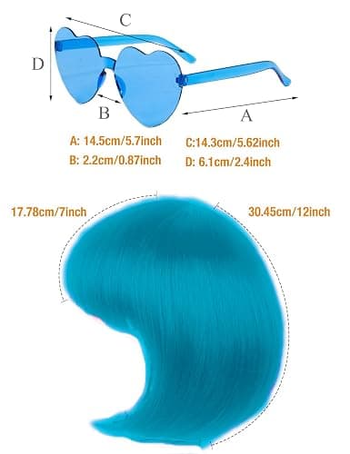 LIULIUBTY Short Bob Hair Wigs Straight with Flat Bangs Synthetic Colorful Cosplay Daily Party Neon Wig for Women with Wig Cap 12" Natural As Real (Teal Blue) thumbnail 2