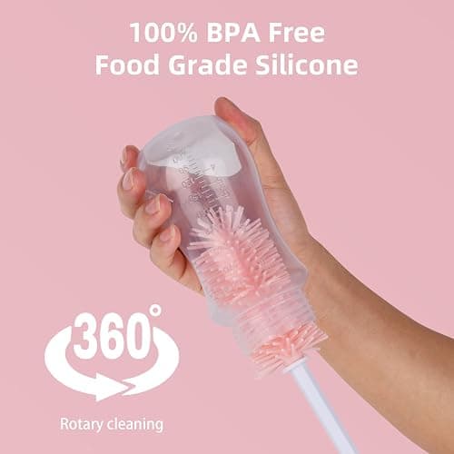 GUARDIX Portable Bottle Brush Set - Baby Bottle Cleaner Kit with Silicone Brush, Nipple Brush, Straw Brush, Bottle Cleaning Long Handle Water Bottle CleanerTool thumbnail 3