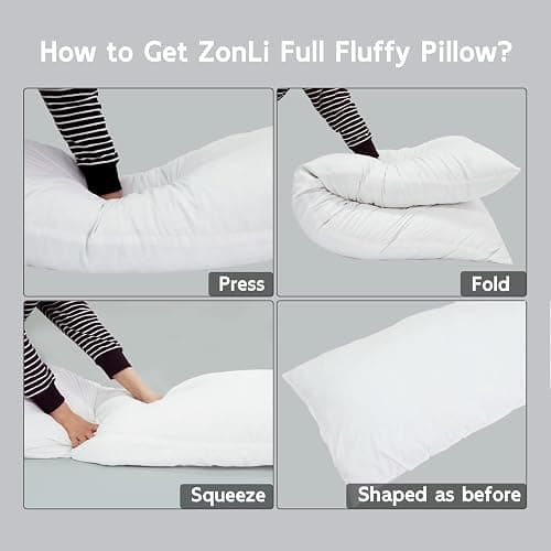 ZonLi Fluffy Body Pillow, Full Body Pillows for Adults, Long Pillow for Sleeping with Removable Cover and Adjustable Filling for Side Sleeper & Pregnancy，Large and Firm Pillow, Machine Washable(Grey) thumbnail 7