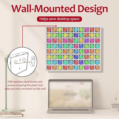 80 Grids Paint Organizer, Wall Mountable Craft Paint Storage Rack, Paint Bottle Holder Stand for 2 oz Bottles, Paint Holders for Craft Room Organization thumbnail 5
