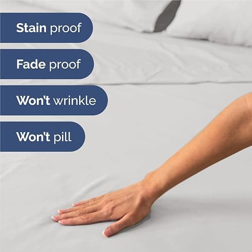Full Size 4 Piece Sheet Set - Comfy Breathable & Cooling Bed Sheets Set - Hotel Luxury Bedding for Women, Men, Kids, Teens, Boys & Girls - Deep Pockets, Soft and Wrinkle Free - Oeko-Tex - French Grey thumbnail 5