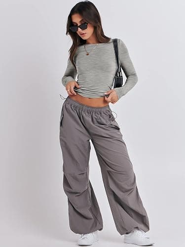 ANRABESS Women’s Long Sleeve Shirts Tight Fitted Going Out Crop Tops Crewneck Basic Tee Y2k Outfits Teens Girls Clothes thumbnail 9