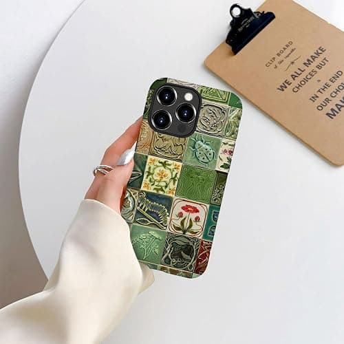 Piodaidy Compatible with iPhone 16 Pro Max,Durable & Shockproof Phone Case Cover Design - Collage Tiles Vines Snails Nature thumbnail 4