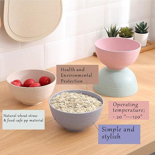 Lnrkai 5 PCS Pink Cereal Bowls, 24 OZ Unbreakable Wheat Straw Bowls, Injection Molded Polypropylene (PP), Modern Style, Round, 5.9 x 3.1 Inches, Dishwasher & Microwave Safe thumbnail 4