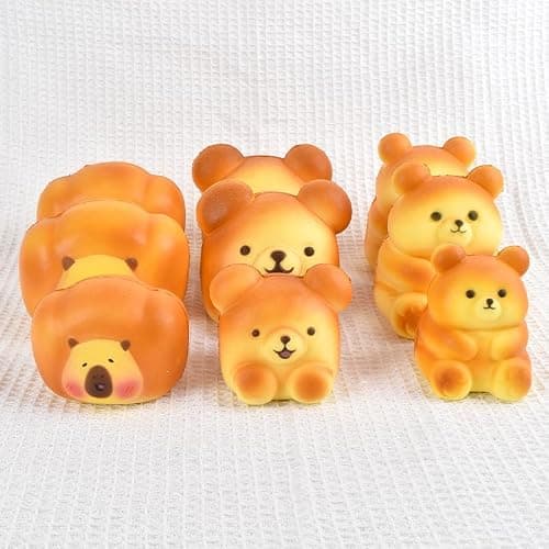 Squishy Toys, Cute Bread Toast Bear Sqweezy Slow Rising, Soft Squishies Party Favors for Anxiety Stress Relief, Original Sensory Fidget Squeeze Novelty Relax Toy and Gift for Adults-Bear thumbnail 5