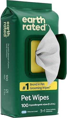 3-in-1 Dog Wipes for Paws & Butt, Deodorizing, White Tea & Basil 100ct | Hypoallergenic, 3-in-1 Cleaning and Hydrating, for Grooming Paws, Body and Butt - Image 1