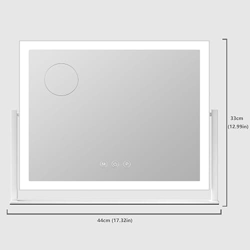 Gvnkvn Lighted Makeup Mirror, 17.3"x13" Hollywood Vanity Mirror with Led Lights, Three Color Lighting Modes, and 10X Magnification Mirror, Smart Touch Control, 360°Rotation (White, Gift Box) thumbnail 2