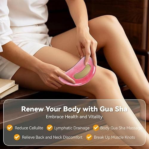 Guasha Tool for Body Body Gua Sha Massage Tool GuaSha Tool for Face(PINK) | Lymphatic Drainage Tool, Muscle Scraper Tool for Full Body Massage, Ergonomic Grip, Spa Relaxation & Smoothing Skin Care thumbnail 7