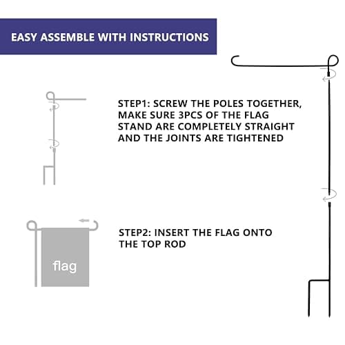 PHITRIC Garden Flag Holder Stand, Premium Powder-Coated Yard Flag Pole, Weather-Proof Black Metal Flagpole for Winter Garden Flag, Christmas Garden Flag, American Flag, Outdoor Garden Decor Decoration thumbnail 6