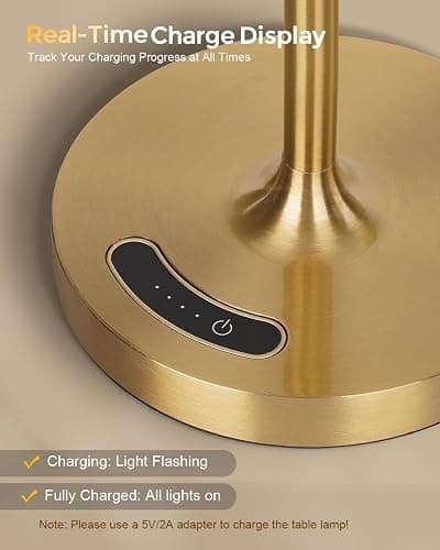 Outdoor Battery Operated Table Lamp, IP54 Waterproof Shower Lamp, 4000mAh Rechargeable Cordless Lamp, 3 Color Temperatures Dimmable, Small Touch Table Lamp for Bedroom, Patio, Camping, Restaurant thumbnail 6