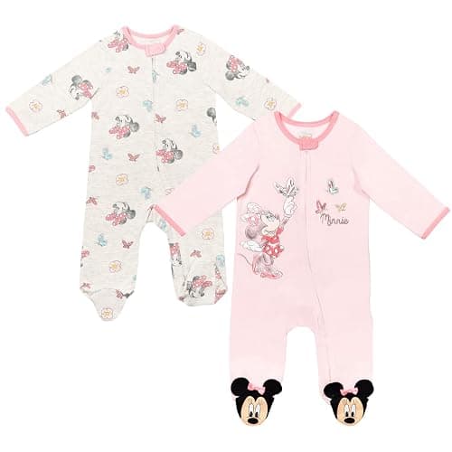 Disney Baby Girls 2 Pack Zip Up Sleep N' Plays Newborn to Infant Sizes (Newborn - 24 Months) - Image 1