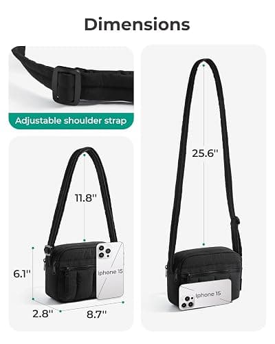 BAGSMART Cross Body Purse, Mini Crossbody Bags for Women Travel Purse, Puffy Shoulder Handbag Wallet with RFID Blocking Slots, Black-small thumbnail 3