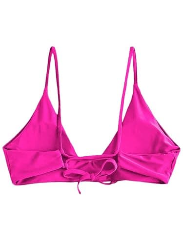 ZAFUL Women's Tie Back Bikini Top Solid Push Up Padded Bralette Swimsuit Bathing Suits Top thumbnail 3