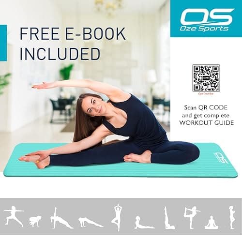 OZE SPORTS Yoga Mat, NBR Foam, Extra Thick, Non-Slip, High Density, Large, for Pilates, Gymnastics, HiiT and Fitness, with Free Carry Strap thumbnail 4