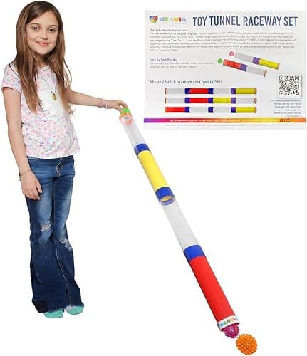 MEAVIA Toy Tunnel Ball Drop Race Track Set (7-Piece Set); Toy Car/Ball Ramp Play Set STEM Toy - Image 1