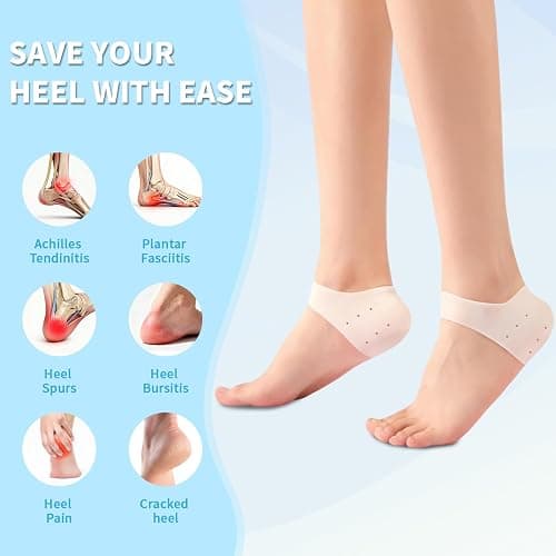 HydtoKun Gel Heel Cups & Silicone Heel Protectors for Shoes (2-Pairs), Cushioned Sole Cups for Plantar Fasciitis, Cracked Footbed Relief & Blister Prevention, for Women & Men thumbnail 3
