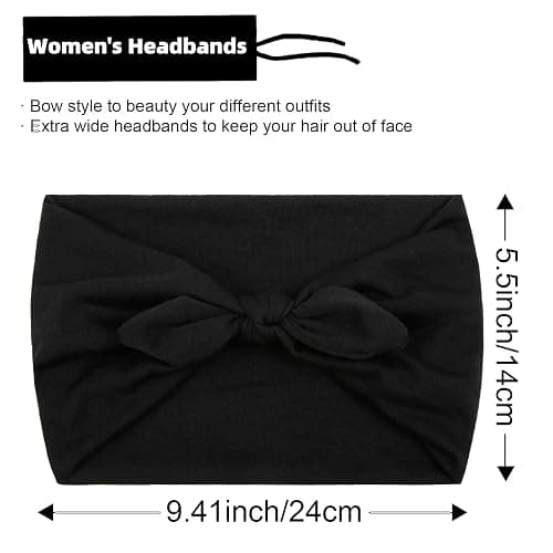 Huachi 4 Packs Bow Headbands for Women Girls, Wide Head Bands for Women's Hair Non Slip Soft Elastic Hair Bands, African Thick Workout Gym Turban Bandanas Head Wraps Hair Accessories (Fashion) thumbnail 2