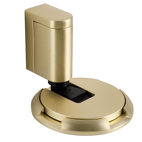 Bak Bo Windproof Door Stoppers 3 Pack Adjustable Bottom of Door Holder Indoor No Drilling Heavy Duty Mechanical Floor Door Stop with Screws and Adhesive Catch Door Keep Door Open Brushed Gold BG-3 - Image 1