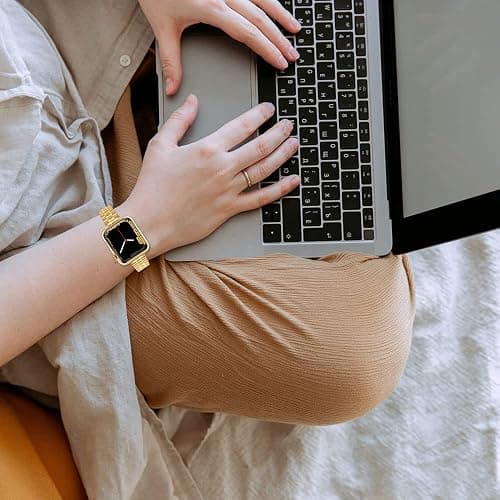 CSJCUBIC Metal band Compatible with Apple Watch Band 46mm 45mm 44mm 42mm 41mm 40mm 38mm for women, Slim Thin Stainless Steel Replacement Adjustable Wristband for iWatch Series 10/9/8/7/6/5/4/3/2/1/SE thumbnail 7