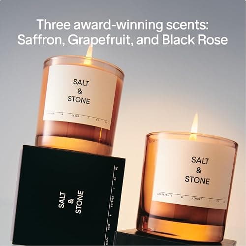 SALT & STONE Scented Candle for Women & Men | Hand-Poured, Aromatic & Fragrant | Made with Natural Coconut & Soy Blend Wax | 100% Cotton Wick | Long-Lasting 50 Hour Burn Time (8.5 oz) - Santal & Vetiver thumbnail 2