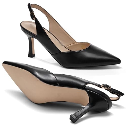 Rilista Women's Slingback Kitten Heels Closed Pointed Toe Wedding Party Dress Pumps Shoes thumbnail 5