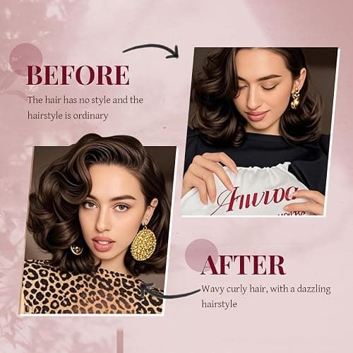 Heatless Hair Curler Heatless Curls Overnight Heatless Blowout with Luxury Cloth Bag Silk Scarf, Curling Rod Headband to Sleep in No Heat Curling with (burgundy, 3Rods) thumbnail 3