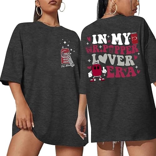 Drinks Oversized Shirt Women Funny Saying Graphic Tees Vintage Drinks Lover Short Sleeve Tops - Image 1