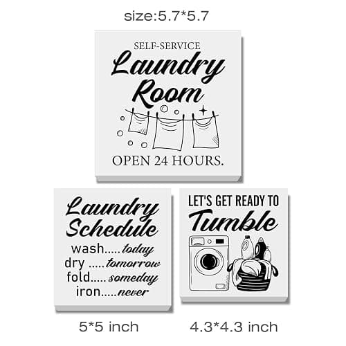 Laundry Room Decor for Home Farmhouse Laundry Tiered Tray Decor 3 Pcs Decorative Wood Box Signs Table Desk Shelf Decoration thumbnail 3