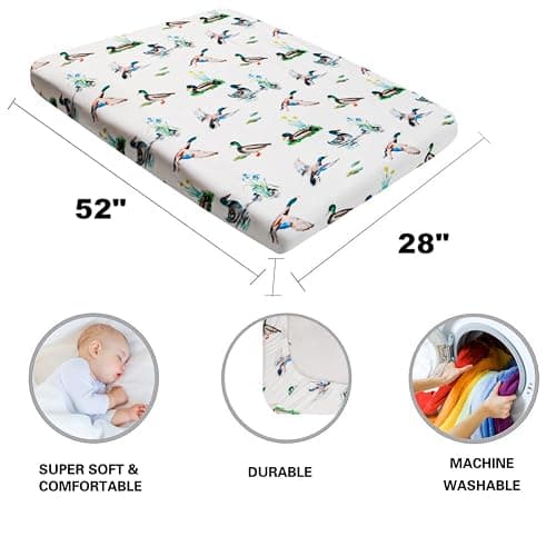 4 Pack Mallard Duck Baby Crib Sheets Neutral Unisex Breathable Fitted Nursery Sheets for Baby Girl or Boys (Crib Sheet) thumbnail 7