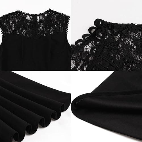 1950s Dresses for Women Vintage Elegant Short Puff Sleeve Polka Dot Patchwork Knee Length Cocktail Party Dress thumbnail 3