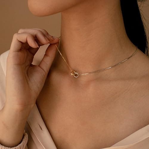 NUZON Sunburst Heart / 2-Tone Interlocking/CZ Evil Eye/Single Pearl/Love Heart Pendant Necklace for Women 18K Gold Chain Necklace Protection Prayer Faith Jewelry thumbnail 2