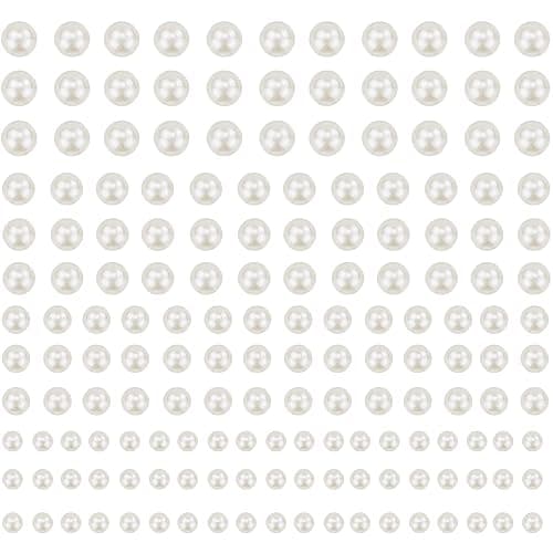 Lot de 660 perles autocollantes demi-rondes colorées et blanches à dos plat pour maquillage, maquillage, téléphone, loisirs créatifs, fabrication de cartes, scrapbooking (4 feuilles) - Image 1