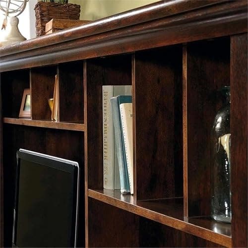 Pemberly Row Computer Desk and Hutch with CPU Storage and Keyboard Drawer, Curado Cherry thumbnail 9