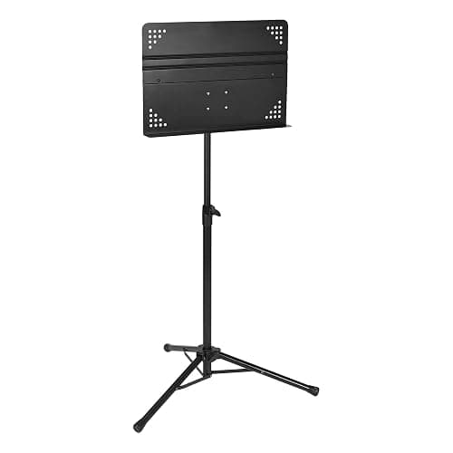Amazon Basics Adjustable Folding Music Stand, 31" to 55" height - For School Music Program, Ensembles, Bands, Seated & Standing, Black thumbnail 3