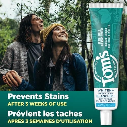 Tom’s of Maine Whitening Plus Deep Clean Toothpaste – Natural Whitening with Plant-Based Cleansers, Enamel-Safe, Fights Plaque, Freshens Breath, No Artificial Flavors, Peppermint, 85mL thumbnail 9