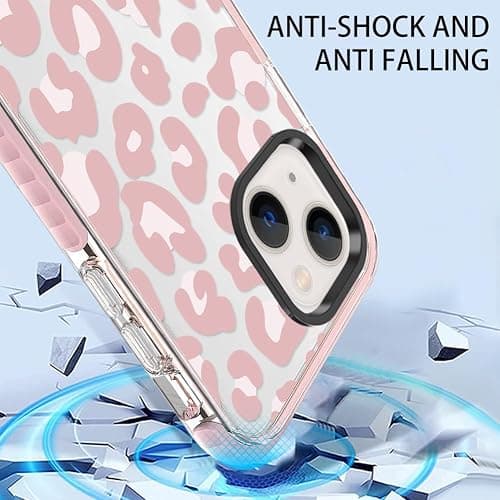 ZIYE Clear Case for iPhone 15 Cover Pink Leopard Design Shockproof Soft TPU Bumper Protective Phone Case for Women Girls Girly Cute Phone Case - iPhone 15 - Pink Leopard Print thumbnail 3