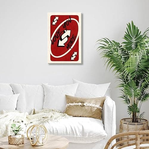 Burgundy Trendy Playing Card Girly Wall Art Love You More Canvas Printing Fashionable Retro Valentine's Day Preppy Poster apartment decor 8x12inch Unframed thumbnail 4