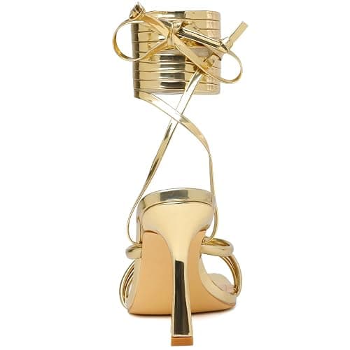 Mostrin Womens Sandals Strappy Heels for Women Lace Up Square Open Toe Heels Tie Up High Heeled Sandals for Prom, Party, Daily Wear thumbnail 5