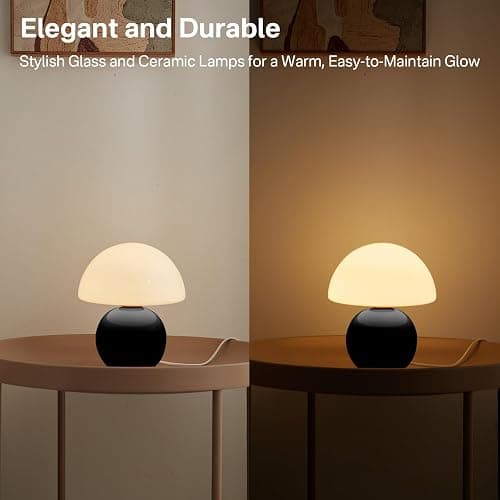 Dawnwake Mushroom Lamp Table Lamp for Bedroom,Desk Bedside Small Lamps for Living Room Night Stands,Mushroom Decor Cute Mini Modern Mid Century Lamps,Unique Aesthetic Home Living Room Decor(Black) thumbnail 3